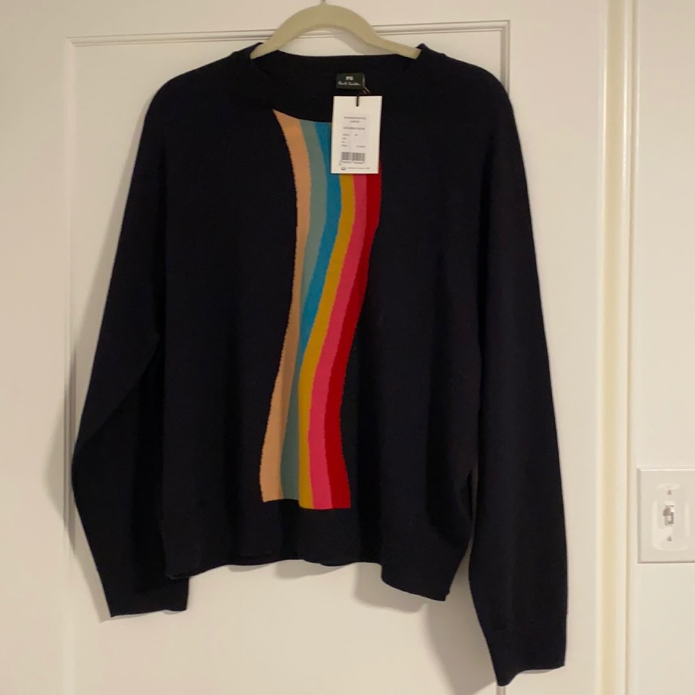 Women’s brand new Paul Smith Rainbow design dark navy sweater